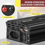 Inversor de Tensão 1000W: Energia Confiável para Casa e Carro (12V para 110V) - imagem 4