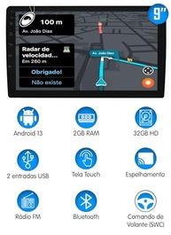 Multimídia Android 9" H-TECH para Fiat Uno Mille e Fiorino (94-13) + Câmera de Ré - imagem 4