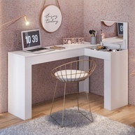 Escrivaninha Penteadeira em L com Porta Objetos 135cm Jade Belaflex Branco - Design Moderno e Funcional - imagem 1