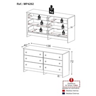 Cômoda Infantil 136cm com 6 Gavetas - Design Moderno e Espaçoso para Quarto de Criança - imagem 5