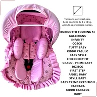 Kit 5 Peças Bebê Conforto: Capa Protetor Cinto, Capota e Redutor (0-13kg) - Estilo Coroa Rosa - imagem 5