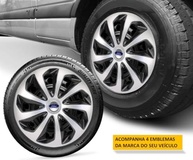 Jogo 4 Calotas Esportivas Velox Aro 14 Preto/Prata - Novo Ka, Fiesta, Focus - imagem 4