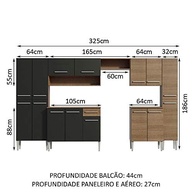 Cozinha Completa Madesa Emilly Joy 15 Portas 1 Gaveta Rustic/Preto - Design Moderno e Funcionalidade - imagem 3