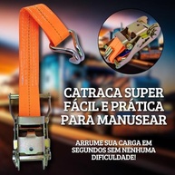 Kit 2x Cinta Catraca 1500kg: Amarração Segura para Cargas em Caminhão, Carreta e Moto - imagem 5