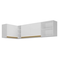 Kit Armário de Cozinha Aéreo Moderno 90cm + 150cm Veneza - Design Branco/Dourado com MDP Premium - imagem 4
