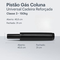 Pistão a Gás Universal para Cadeira Gamer e Escritório - Classe 3, 150kg, Reforçado, Preto - imagem 5