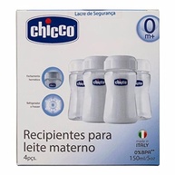 Recipiente para Leite Materno 150ml - 4 Unidades | Chicco com Tampa Hermética e Adesivos - imagem 3