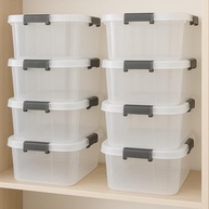 Kit 3 Caixas Organizadoras Transparentes 15L com Tampa e Travas - Ideal para Casa e Escritório - imagem 4