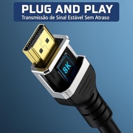 Cabo HDMI 8K Ultra HD 1,5m – 48Gbps 8K/60Hz, 4K/120Hz, HDR, VRR Compatível com TV, Monitor, Projetor, PC e Consoles - imagem 3