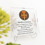 Quadro Oração Medalha de São Bento - Azulejo 15x15cm para Devoção e Bênçãos - imagem 3