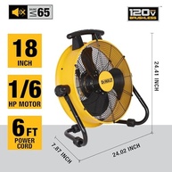 DEWALT Ventilador de Chão 45cm DXF1840 - 3 Velocidades, Inclinação 180°, Motor 1/6 HP - imagem 3