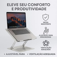 Suporte Notebook Ergonômico em Aço Carbono Ajustável 10-17.3" - Home Office e Estudos - imagem 4