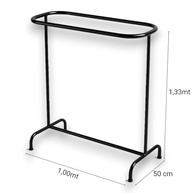 Arara Dupla Horizontal Oval com Sapateira e Barra Central - 180 Cabides | Estrutura em Aço com Pintura Eletrostática - imagem 4