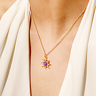 Colar e Pulseira Girassol Zircônio Roxo - Ouro 18K - imagem 2