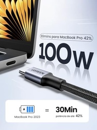 UGREEN Cabo USB C 1m 100W PD: Carregamento Turbo e Durabilidade para iPhone 15/16, MacBook, iPad Pro e Mais - imagem 3