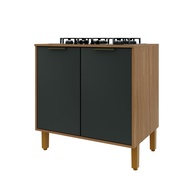 Balcão para Cooktop Toronto 0,80m com 2 Portas - Armário de Cozinha em Freijó e Chumbo - imagem 1