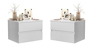 Kit 2 Mesas de Cabeceira Suspensas Tóquio com 2 Gavetas – Design Moderno e Funcionalidade para o Quarto (Branco) - imagem 2