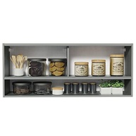 Armário Aéreo 2 Portas de Correr de Vidro Neutral e 1 Nicho Cinza - Modernize seu Ambiente com Estilo e Funcionalidade - imagem 5