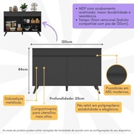 Balcão de Cozinha com Pia 120 cm Veneza - 2 Portas Modernas com Estilo Retrô - imagem 3
