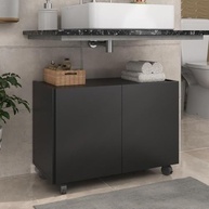 Gabinete Armário de Banheiro 62,5cm com Rodízios 2 Portas Multimóveis Mp5043 Preto - Organize com Estilo - imagem 3
