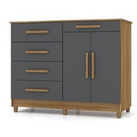 Cômoda 2 Portas 5 Gavetas Sirius Nature/Alasca - Organize seu Espaço com Estilo - imagem 4
