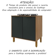 Balcão para Cooktop Toronto 0,80m com 2 Portas - Armário de Cozinha em Freijó e Chumbo - imagem 5