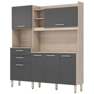 Armário de Cozinha 6 Portas 2 Gavetas Select Demobile Avena Grafito – Organize com Estilo e Funcionalidade - imagem 4
