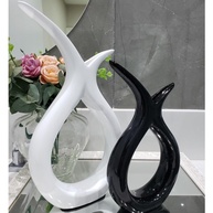 Kit 2 Dupla de Vasos Decorativos em Cerâmica para Sala - Estilo Moderno Branco e Preto - imagem 1