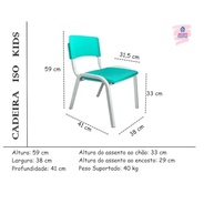 Conjunto Mesa e 2 Cadeiras Infantil Verde Água - Ideal para Brinquedotecas e Escolas - imagem 5