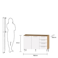 Balcão de Cozinha Ditália Aspen 2 Portas e 4 Gavetas - Organize com Estilo e Funcionalidade - imagem 5