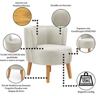 Kit 2 Poltronas Elegantes em Veludo Bege - Conforto e Estilo para Sala de Estar - imagem 5