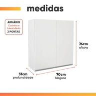 Armário de Cozinha e Lavanderia com 2 Portas Duplo Aéreo Módulo Suspenso Top Class Batrol Branco - imagem 3
