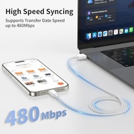 Cabo CarPlay Certificado Apple MFi (2 Unidades) para iPhone 16/15 - Carregamento Rápido USB-A para USB-C em Nylon Durável - imagem 5