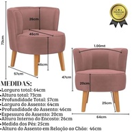 Kit 2 Poltronas Veludo Rosa Escuro - Design Moderno e Conforto Premium para Sala de Estar - imagem 4