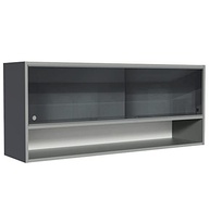 Armário Aéreo 2 Portas de Correr de Vidro Neutral e 1 Nicho Cinza - Modernize seu Ambiente com Estilo e Funcionalidade - imagem 2