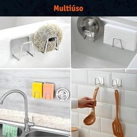 Suporte de Esponja para Pia da Cozinha em Aço Inox com 2 Unidades - Fácil Instalação e Super Aderência - imagem 4