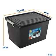 Kit 2 Caixas Organizadoras 56L com Tampa e Trava - Design Retangular Preto - imagem 3