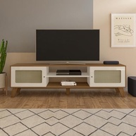 Rack para TV até 75" Charlotte Cinamomo c/ Off White – Design Moderno com 2 Portas e Nichos - imagem 2