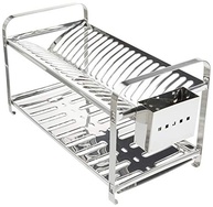 Escorredor de Pratos Mak Inox - 20 Pratos, Porta Talheres em Aço Inox Premium - imagem 2