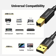 Cabo Impressora UGREEN USB 2.0 A para B: Conexão Rápida e Confiável para Sua Impressora - imagem 3