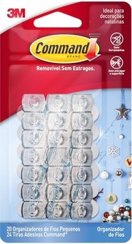 Command 3M - Organizador de Fios e Luzes Natalinas Adesivo Removível Transparente - 20 Unidades - imagem 2