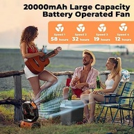 Ventilador de Acampamento com Bateria 20000 mAh | LED + Controle Remoto + Gancho Portátil - imagem 5