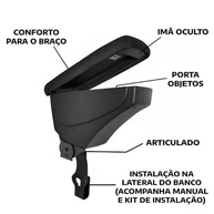 Apoio de Braço Premium Courvin Grafite c/ Costura Vermelha para Gol, Voyage e Saveiro (2008+) - imagem 4