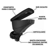 Apoio de Braço Premium para Ford Ka (2015+) - Conforto e Estilo em Tecido Preto com Costura Branca - imagem 4