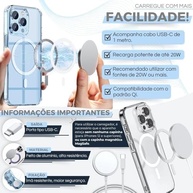Carregador Indução 20W Turbo Magnético Sem Fio Tipo C - Carregamento Rápido Compatível MagSafe - imagem 3
