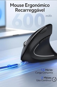 Mouse Vertical Ergonômico Bluetooth 2.4G Sem Fio 1600 DPI - Conforto e Saúde para Seus Pulsos - imagem 3
