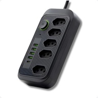 Extensão Inteligente 5 Tomadas + 4 USB + 1 USB-C 2500W 2m - Preto - imagem 2