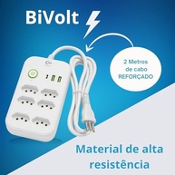 Filtro de Linha 6 Tomadas + 3 USB (1 USB-C) Bivolt 2500W - Organize e Carregue Tudo! - imagem 4