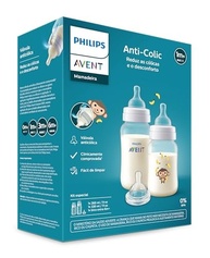 Kit Mamadeiras Anti-Colic Macaco Philips Avent 260ml + 330ml + Bico Extra T4 6m+ - imagem 5