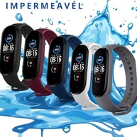 Kit 5 Pulseiras Compativel MI Band 3 e 4 Cores Preto Azul Cinza Vinho Marsala Branco Bracelete Silicone Com Pino Resistente - imagem 4